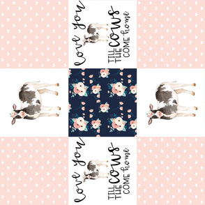 Farm//Love you till the cows come home//Vintage Floral - Wholecloth Cheater Quilt - Rotated