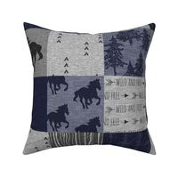 Horse Patchwork- Navy and grey
