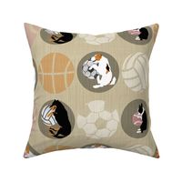 XL Sports Dog favorite round things - linen