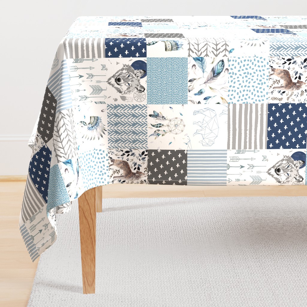 21" Boys Boho Cheater Quilt Wholecloth