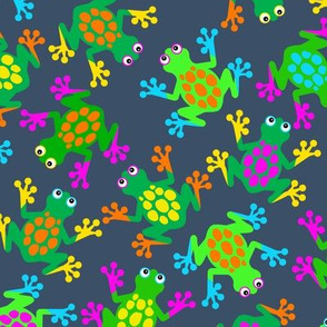 Sticky Finger Frogs Small on Indigo