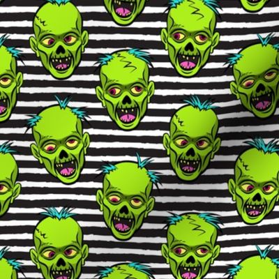 zombies - green on black stripes - halloween 