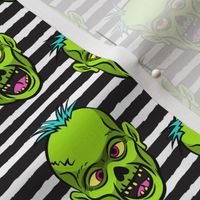 zombies - green on black stripes - halloween 