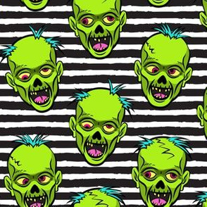 zombies - green on black stripes - halloween 