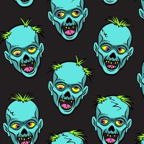 zombies - teal on black - halloween 