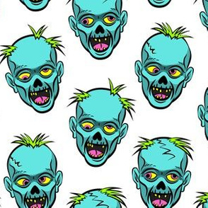 zombies - teal on white - halloween