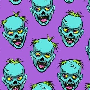 zombies - teal on purple - halloween 