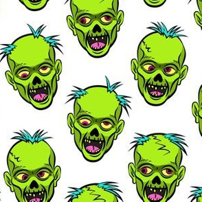 zombies - green on white - halloween 