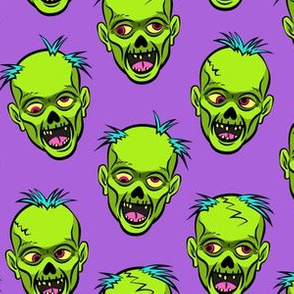 zombies - green on purple - halloween 