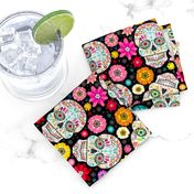 Colorful Sugar Skulls on Black