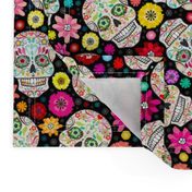 Colorful Sugar Skulls on Black