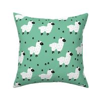 Cute little sheep design abstract white baby llama green