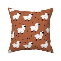 Cute little sheep design abstract white baby llama gender neutral winter rusty copper