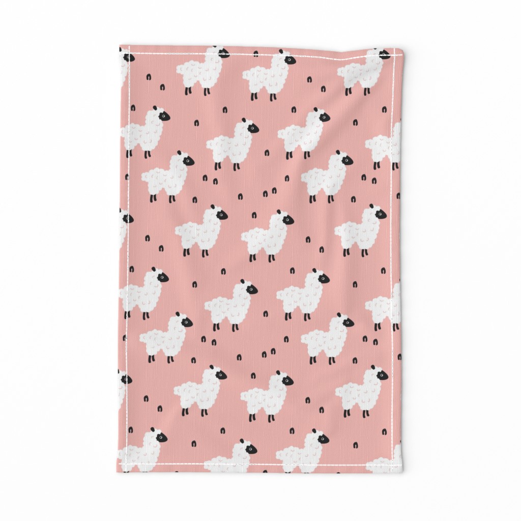 Cute little sheep design abstract white baby llama pink girls