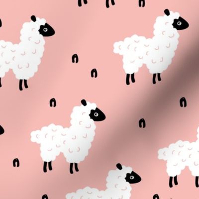 Cute little sheep design abstract white baby llama pink girls