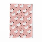 Cute little sheep design abstract white baby llama pink girls