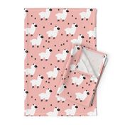 Cute little sheep design abstract white baby llama pink girls