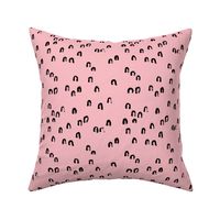 Abstract minimal little smile curve strokes Scandinavian ink texture black and pink