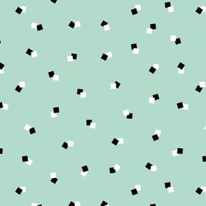 Abstract squares collection cool geometric basic cube design black white and mint green
