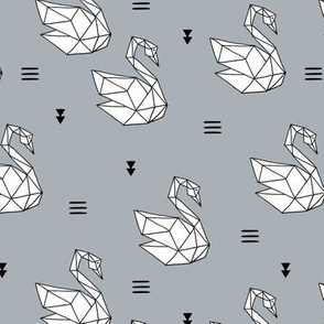 Sweet romantic geometric swan summer japanese paper origami cool gray