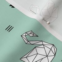 Sweet romantic geometric swan summer japanese paper origami print mint