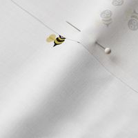 Cute little bumble bee spring summer print design black and white mustard yellow gender neutral