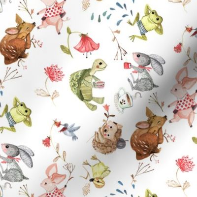 Hare and Tortoise white - medium