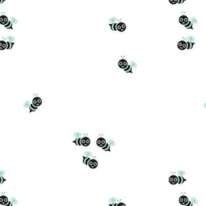 Cute little bumble bee spring summer print design black and white mint