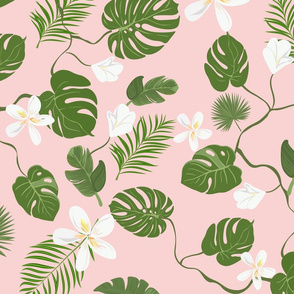 Tropical floral pink pattern