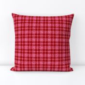 CSMC37  - LG - Speckled Pink Coral Pastel  and Dusky Red Tartan Plaid