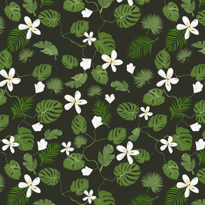 Dark night Tropical Floral pattern 