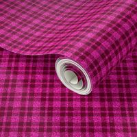 CSMC38  - Mini Speckled Wine Red and  Hot Pink Textured Tartan Plaid