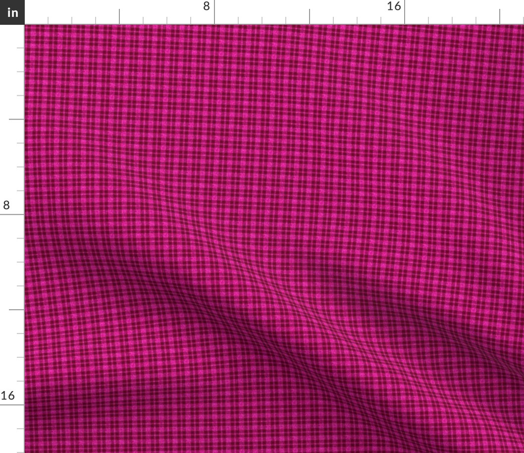 CSMC38  - Mini Speckled Wine Red and  Hot Pink Textured Tartan Plaid