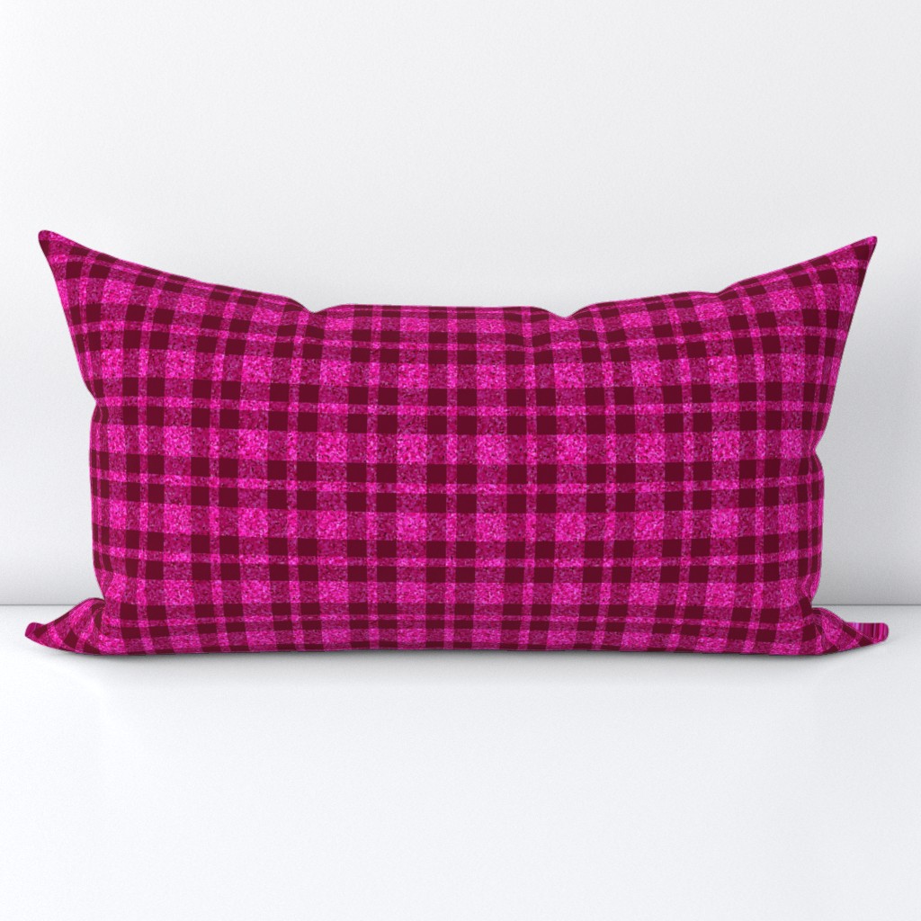 CSMC38  - LG - Speckled  Wine Red and Hot Pink Plaid