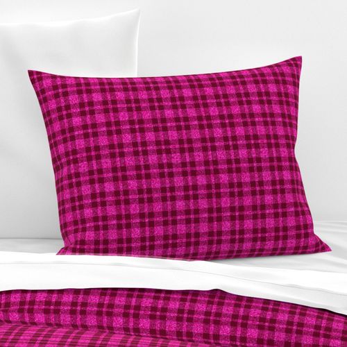 CSMC38  - LG - Speckled  Wine Red and Hot Pink Plaid