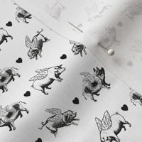 Vintage Flying Pigs | Black and White |