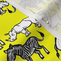 Black Ink Animals on Yellow