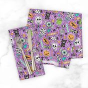 Trick or Treat Halloween Fall Candy on Dark Purple