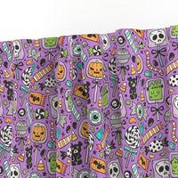 Trick or Treat Halloween Fall Candy on Dark Purple