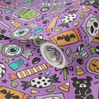 Trick or Treat Halloween Fall Candy on Dark Purple