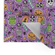 Trick or Treat Halloween Fall Candy on Dark Purple