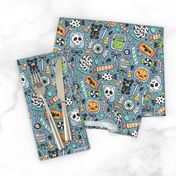 Trick or Treat Halloween Fall Candy on Dark Blue Navy