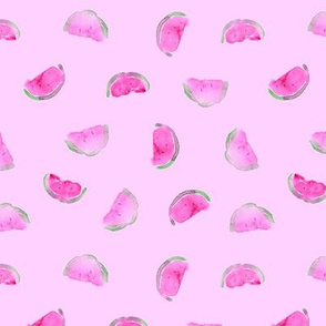Watercolor watermelons on pink || juicy pattern for nursery, baby girl