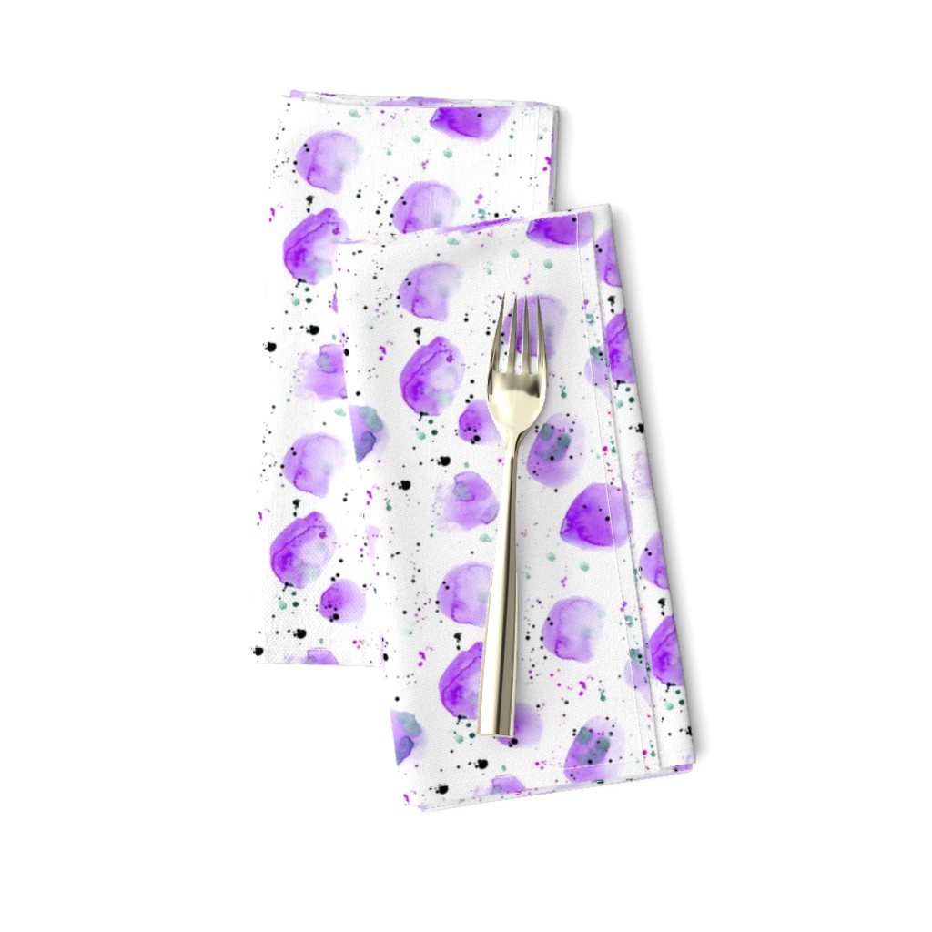 Watercolor purple stains with splatters || paints pattern for nursery