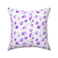 Watercolor purple stains with splatters || paints pattern for nursery