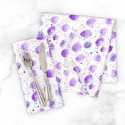 Watercolor purple stains with splatters || paints pattern for nursery