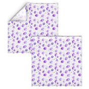 Watercolor purple stains with splatters || paints pattern for nursery