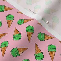 (small scale) trex icecream cones - dinosaur ice cream - toss on pink C18BS