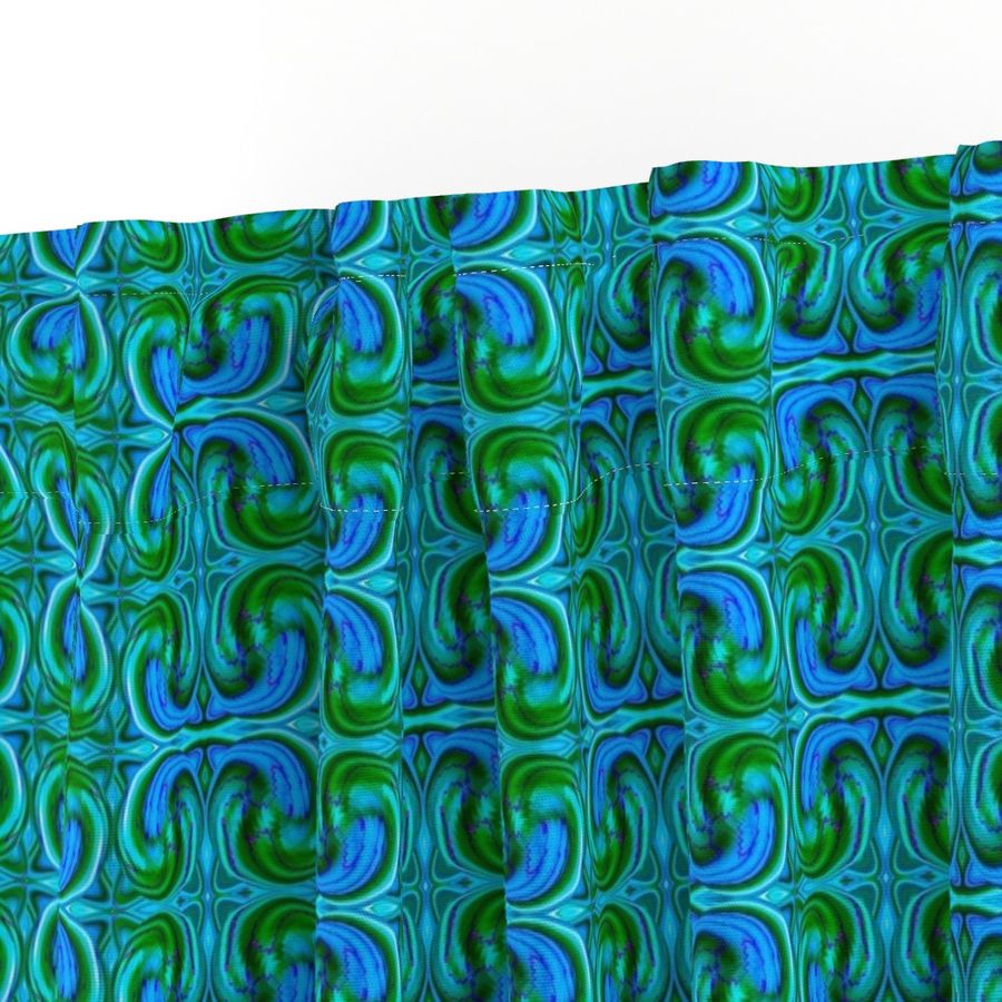 CSMC42 -  Cosmic Dance Swirling Abstract aka Creative Sparks in Blue and Green  - Four Inch Motif