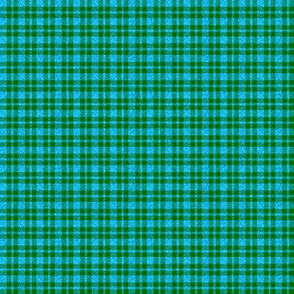 CSMC42 - Mini Dew-on-the-Grass Green and Summer Sky Blue Speckled Plaid